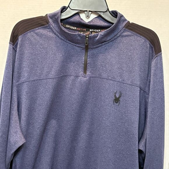 Spyder Active ProW B Men's Blue 1/4 Zip Long Sleeve Logo Fleece Top Size 2XL - Picture 2 of 7